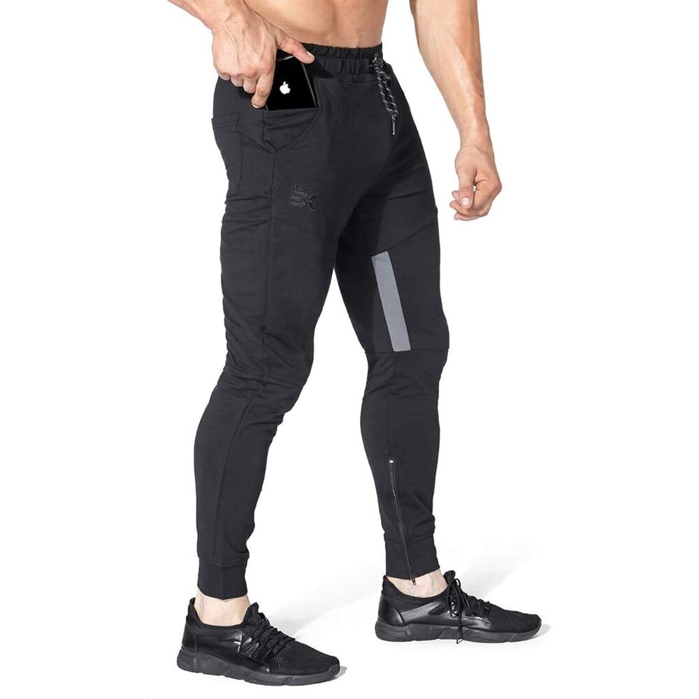 BROKIG Mens Tapered Gym Joggers Lightweight Jogging Pants With Pockets Medium